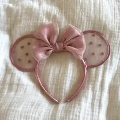 ミニー カチューシャ ピンク レース ハート