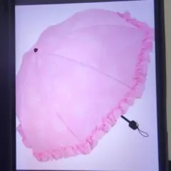 【新品未開封】たかの友梨フリル付き 折りたたみパラソル日傘非売品（ピンク）