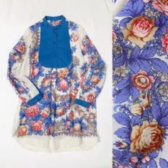 極美品【m's braque】ウール　オーバーサイズ ブラウス シャツ 花柄