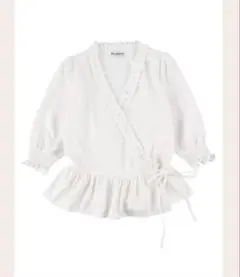 ♢【美品】ミロアミュレット 白フリルロングブラウス M - メルカリ