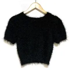 GRL シャギーパフ スリーブニット ヘソ出し ふわふわ 半袖ニット