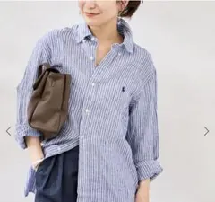 極美品 ポロラルフローレン リネンシャツ グレーストライプ - メルカリ