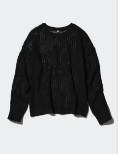 メッシュクルーネックセーター ブラック 3XL