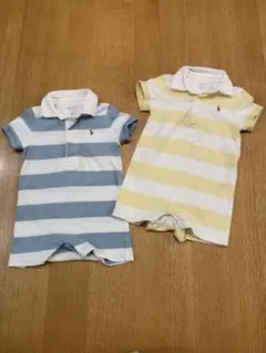 ラルフローレン　イエロー・ブルー［9M］ポロシャツ ロンパース　２点セット