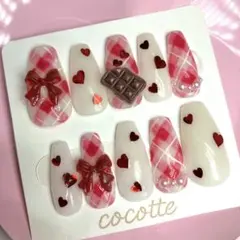 【期間限定セール】ネイルチップ バレンタイン フレンチガーリー 量産型