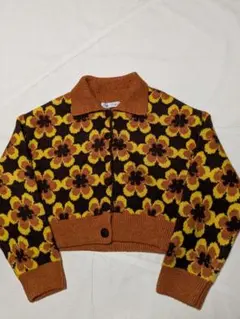 ZARA ザラ 花柄 ジャガードニットカーディガン ジオメトリックニット