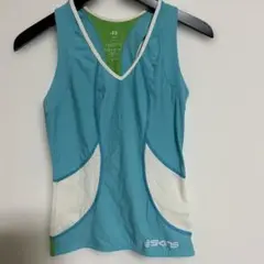 SKINS 水色/緑 Vネックタンクトップ　コンプレッションシャツ　S