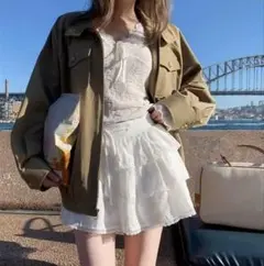 shein ミニスカート　白　レース
