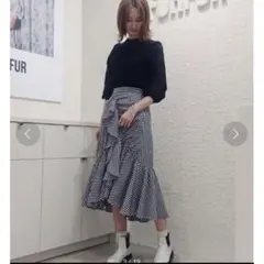 定価¥19800 FURFUR ギンガムチェック　ランダム　イレムフリルスカートのサムネイル