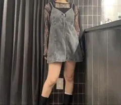 JEANASIS デニムフロントジップワンピース ミク企画 ブラック