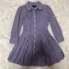 ラルフローレンRalph Lauren ギンガムチェック ワンピース 110 紫