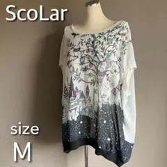 ScoLar シアーチュニック　総柄　ゆったり　透け感　重ね着　　Mのサムネイル