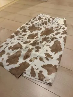 新品タグ付き 未使用 カウ柄タイトスカート ブラウンとホワイト