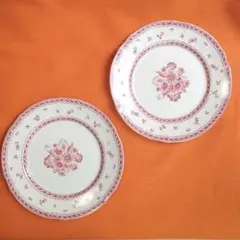 フランス カンペール陶器 カマイユ・ロゼ 25cmプレート 皿 ペア2枚
