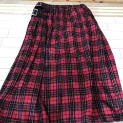 赤チェック ロングスカート