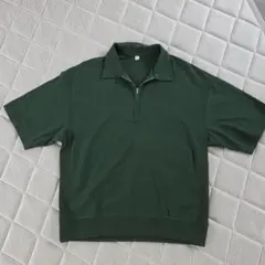 GU ハーフジップ ポロシャツ ダークグリーン Mサイズのサムネイル