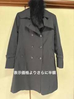 COMME CA ISM ブラック ダブルブレストコート