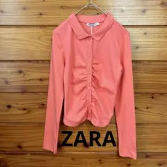 新品☆ZARA ザラ 長袖 カットソー リブトップス 襟付き