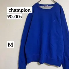 90s00sチャンピオン　プルオーバートレーナー　USワンポイントロゴMブルー青