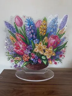 【ダイヤモンドアート完成品】 花籠のアクリルスタンド