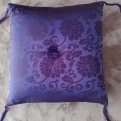 紫色 花柄 仏事用座布団 箱入り