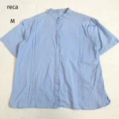 レカ reca 半袖シャツ ボタン付き バンドカラー M綿100% 水色のサムネイル