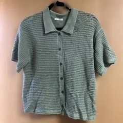 GU ジーユー メッシュ 半袖 ポロシャツ カーキ XL