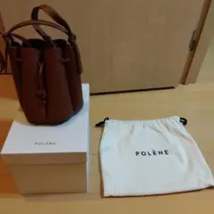 極美品】POLANEポレーヌ ヌメロユイット カヌレバッグ グレージュ