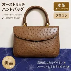 オーストリッチ ハンドバッグ ブラウン レディース 上品 フォーマル 