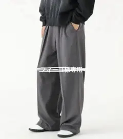 BEAMS ワイドストレート 2プリーツ スラックス　Grey Sサイズのサムネイル