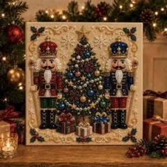 新品未使用☆パールアート絵画キット『クリスマスツリーとくるみ割り人形』