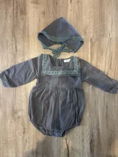 Algodón グレー 長袖ロンパース 80