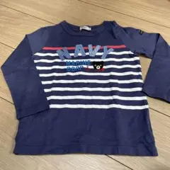 DOUBLE.B ダブルビー　ネイビー ストライプ 長袖カットソー 110