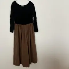 RAMIRAL ロングワンピース 黒×茶色　【サイズ40】　シンプル　スカート