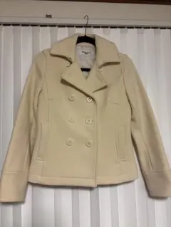 【美品】クリーム色 ダブルブレスト ピーコート