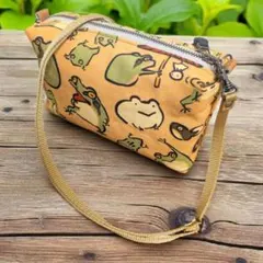 ポシェット　ショルダーバッグ　カエル　蛙　おたまじゃくし　花日和畳　和風