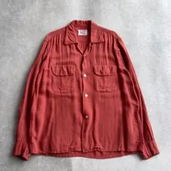 50s レーヨンシャツ 絣 オレンジ - メルカリ