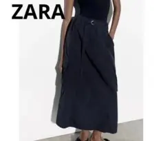 ZARA ザラ ナイロンカーゴロングスカート　ブラック