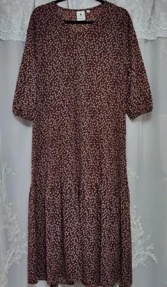 niko and…ニコアンド　ドット柄シフォンロングワンピース　④　ブラウン