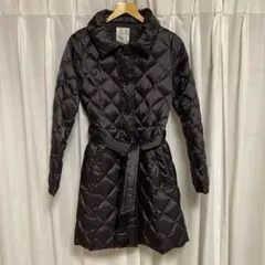 組曲ファー付きダークブラウン キルティングダウンコート中古品Lサイズ