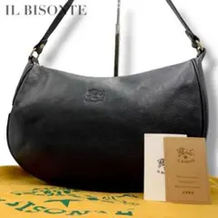 美品✨イルビゾンテ ショルダーバッグ ハーフムーン レザー 黒 保存袋付
