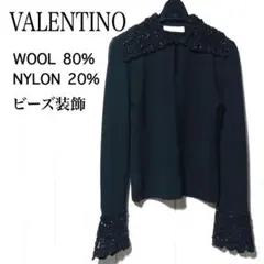 ヴァレンティノ レース装飾 デザインニット VALENTINO 襟袖ビーズのサムネイル