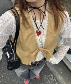 新品【Ciaopanic】ウエスタンレースベスト ベージュ