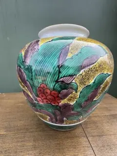 九谷焼壺　青と黄色の丸型陶器花瓶壺 九谷焼壺 青と黄色の丸型陶器花瓶壺 【公式通販】