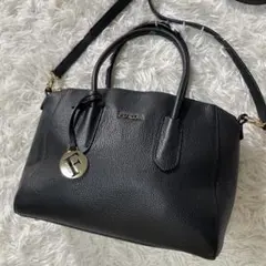 極美品✨フルラ テッサ 2way ハンドバッグ ショルダー レザー ブラック 黒