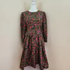 昭和レトロ ヴィンテージシルク100% とても素敵なイチゴ柄シフォン 
