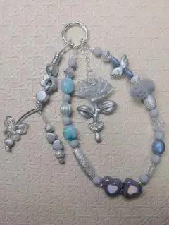 ハンドメイド ビーズストラップ スマホストラップ キーホルダー