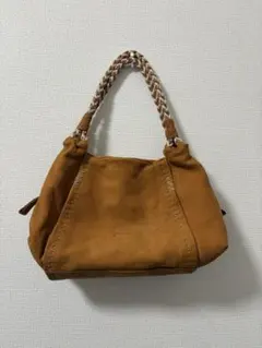 genten ブラウン スエード ハンドバッグ