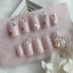 ネイルチップ•クリアフレンチネイル•ハートネイル•パールネイル•ワンホンネイル