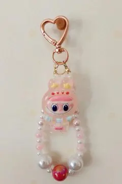 ラブブのストラップ⭐ピンクビーズ